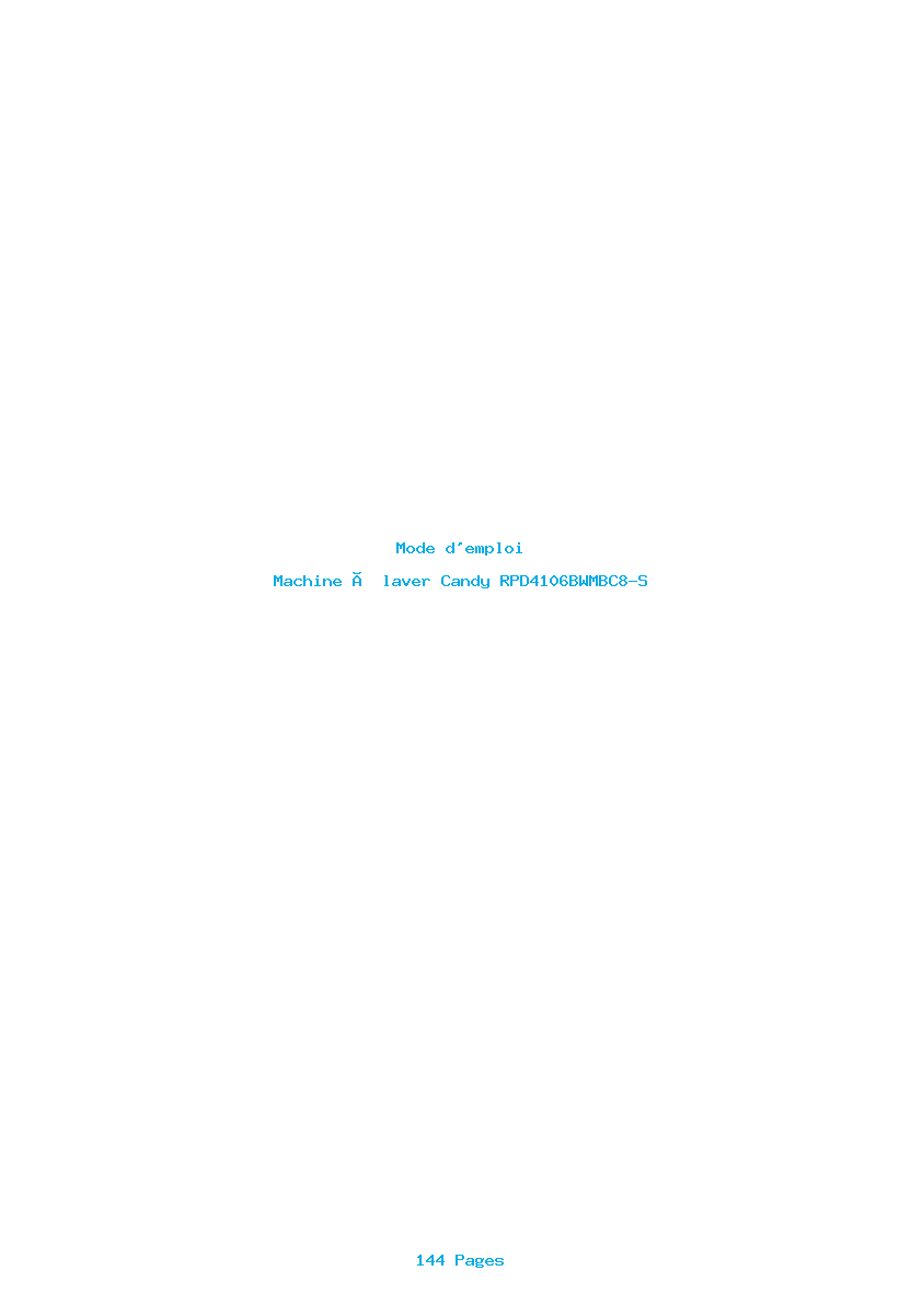 Page 1 de la notice Mode d'emploi Candy RPD4106BWMBC8-S