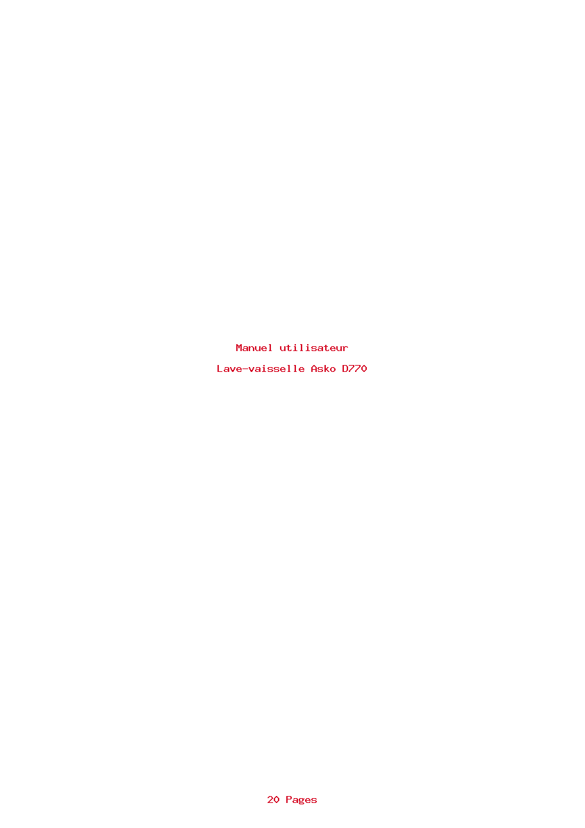 Page 1 de la notice Manuel utilisateur Asko D770