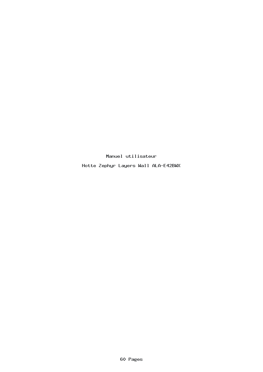 Page 1 de la notice Manuel utilisateur Zephyr Layers Wall ALA-E42BWX
