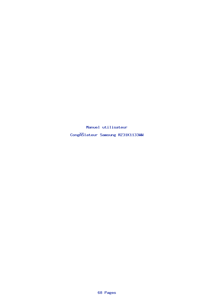 Page 1 de la notice Manuel utilisateur Samsung RZ31K1133WW
