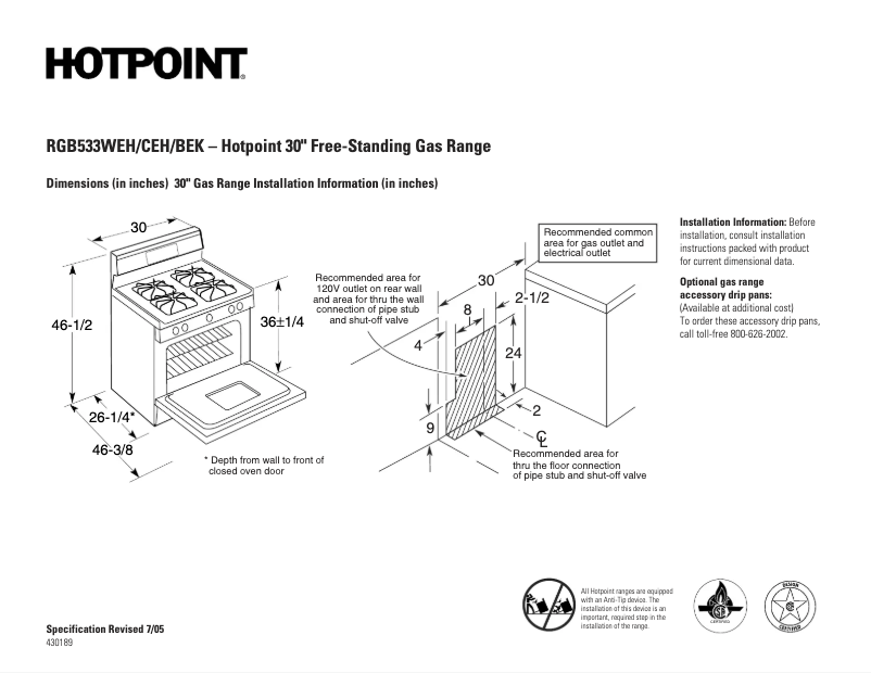 Página 1 del manual Ficha técnica Hotpoint RGB533CEHCC