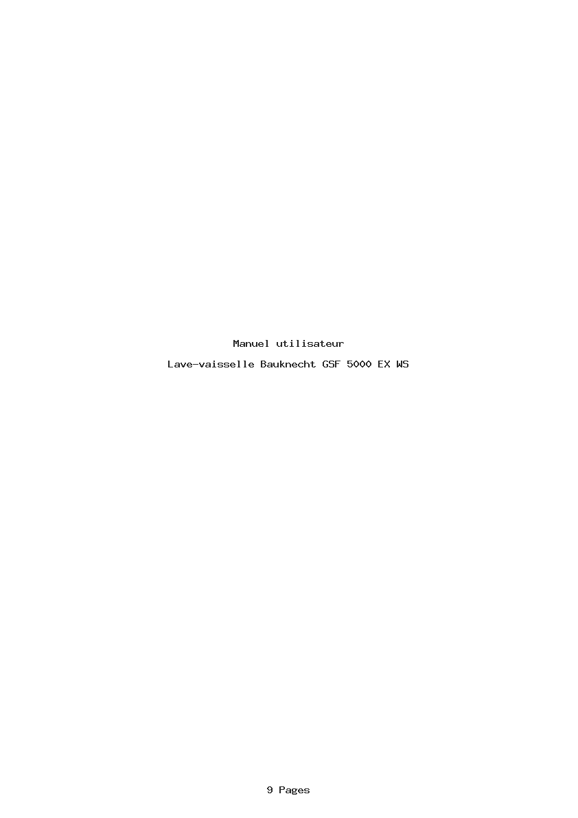 Page 1 de la notice Manuel utilisateur Bauknecht GSF 5000 EX WS