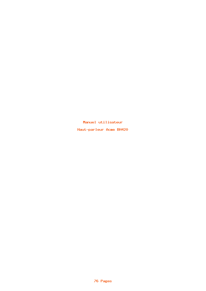 Page 1 de la notice Manuel utilisateur Acme BH420
