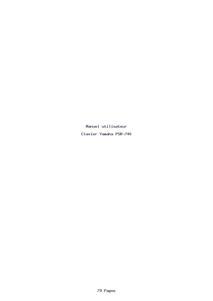 Page 1 de la notice Manuel utilisateur Yamaha PSR-740