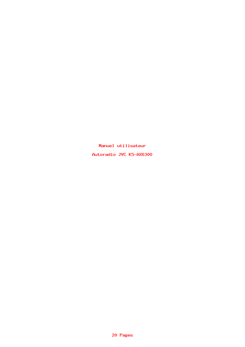 Page 1 de la notice Manuel utilisateur JVC KS-AX6300