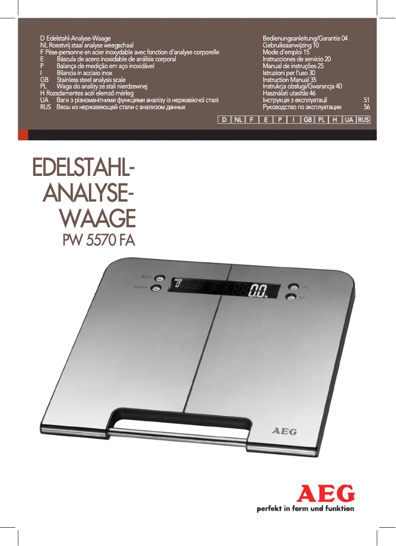 Page 1 de la notice Manuel utilisateur AEG PW 5570 FA