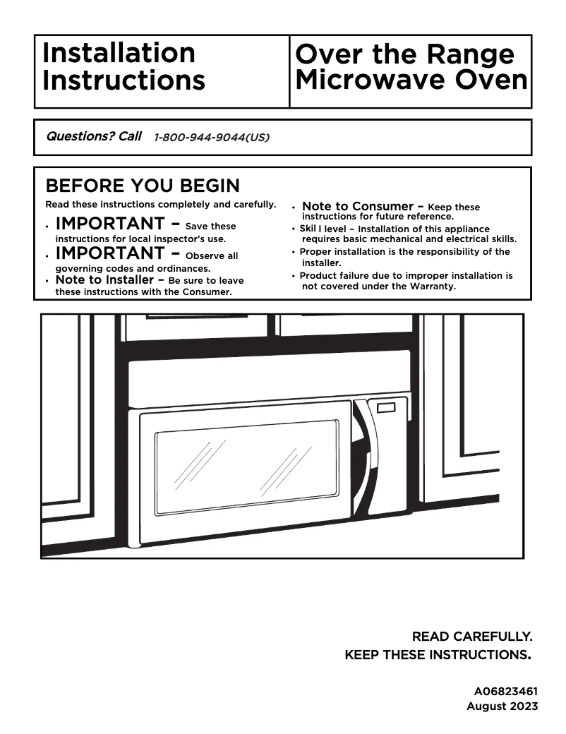 Page 1 de la notice Guide d'installation Frigidaire FMOS1745BS