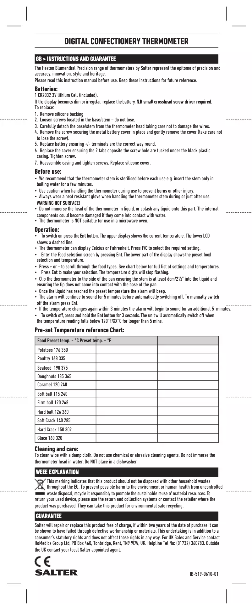 Page 1 of the manual User Manual Salter 519
