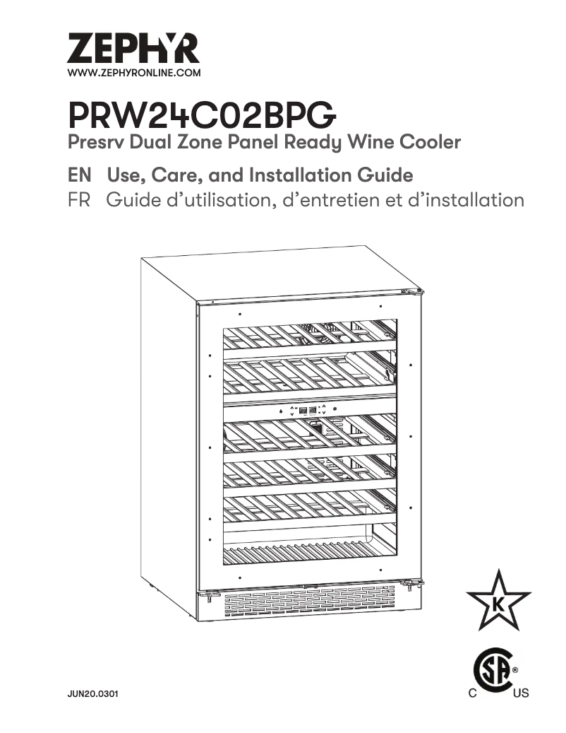 Página 1 del manual Manual de usuario Zephyr PRW24C02BPG