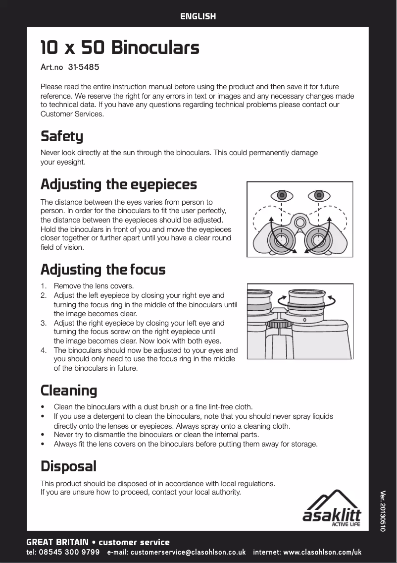 Page 1 de la notice Manuel utilisateur Asaklitt 31-5485