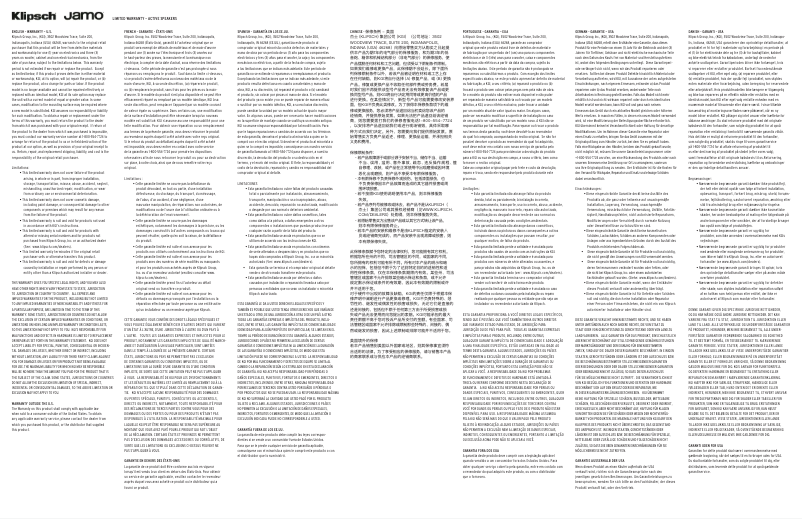 Page 1 de la notice Fiche technique Klipsch GIG XXL