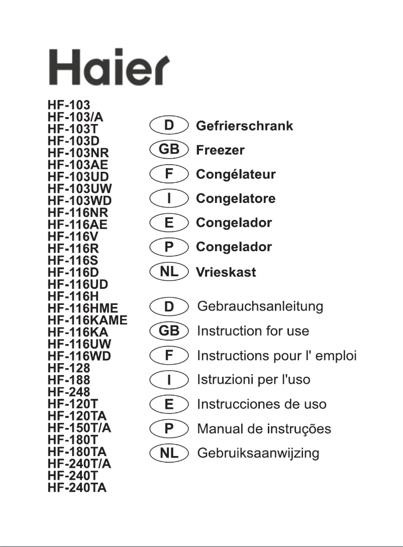 Page 1 de la notice Manuel utilisateur Haier HF-116D