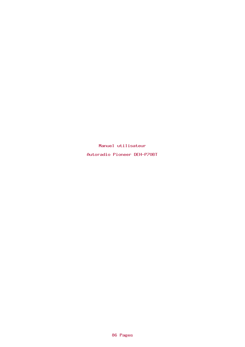 Page 1 de la notice Manuel utilisateur Pioneer DEH-P70BT