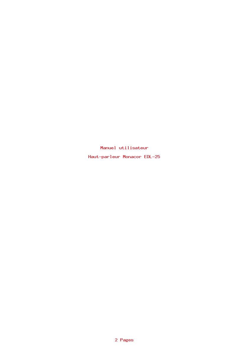 Page 1 de la notice Manuel utilisateur Monacor EDL-25