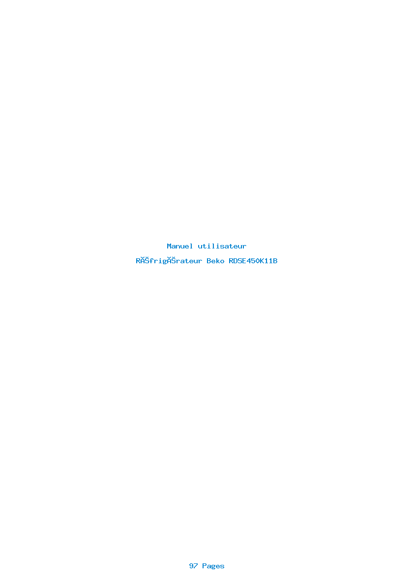 Page 1 de la notice Manuel utilisateur Beko RDSE450K11B