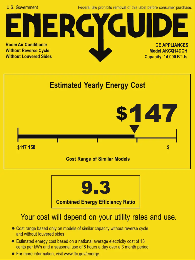 Página 1 del manual Etiqueta energética GE AKCQ14DCH