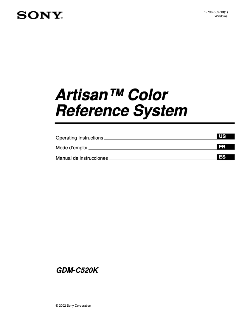 Page 1 de la notice Manuel utilisateur Sony GDM-C520