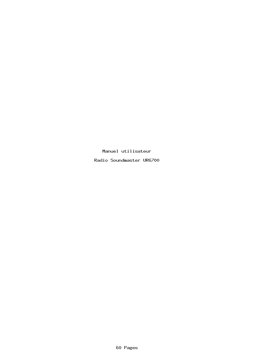 Page 1 de la notice Manuel utilisateur Soundmaster UR6700