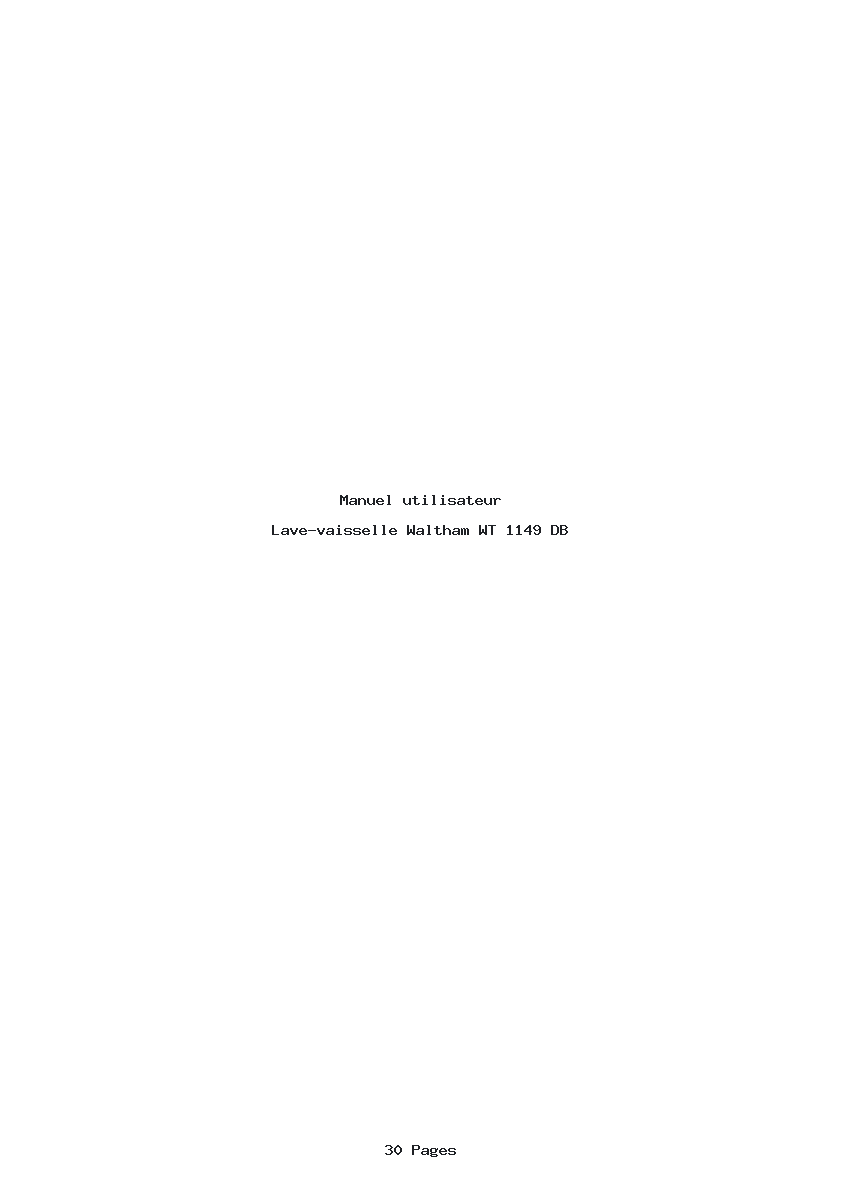 Page 1 de la notice Manuel utilisateur Waltham WT 1149 DB