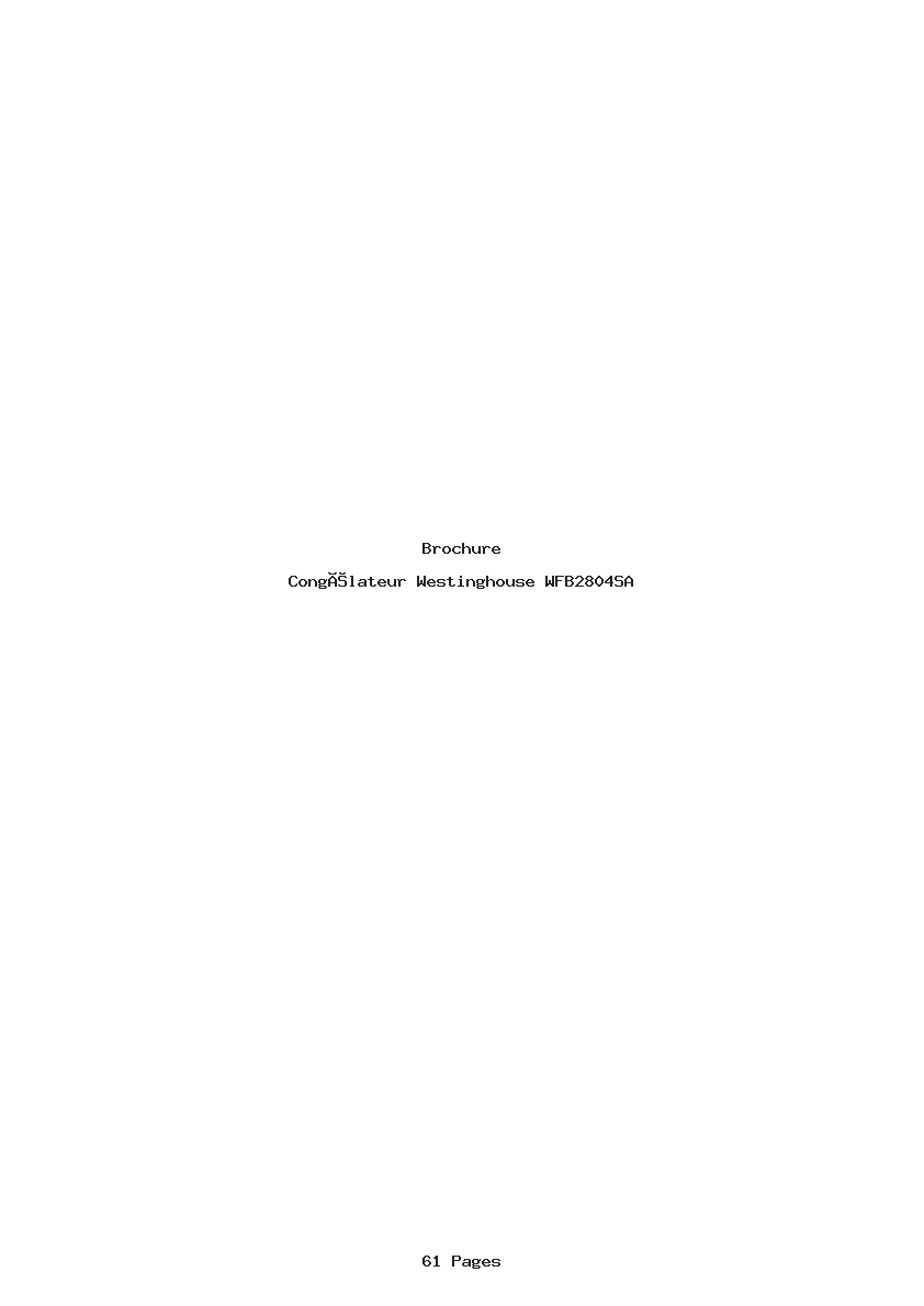 Page 1 de la notice Brochure Westinghouse WFB2804SA
