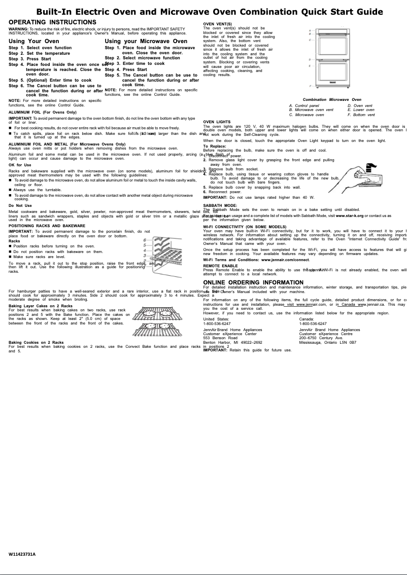 Page 1 of the manual Quick Start Guide JennAir JMW2430LM