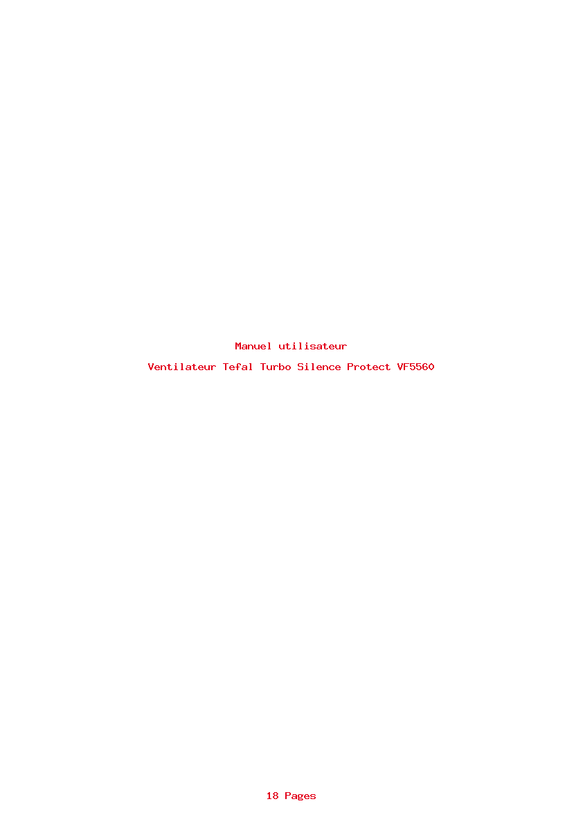 Page 1 de la notice Manuel utilisateur Tefal Turbo Silence Protect VF5560