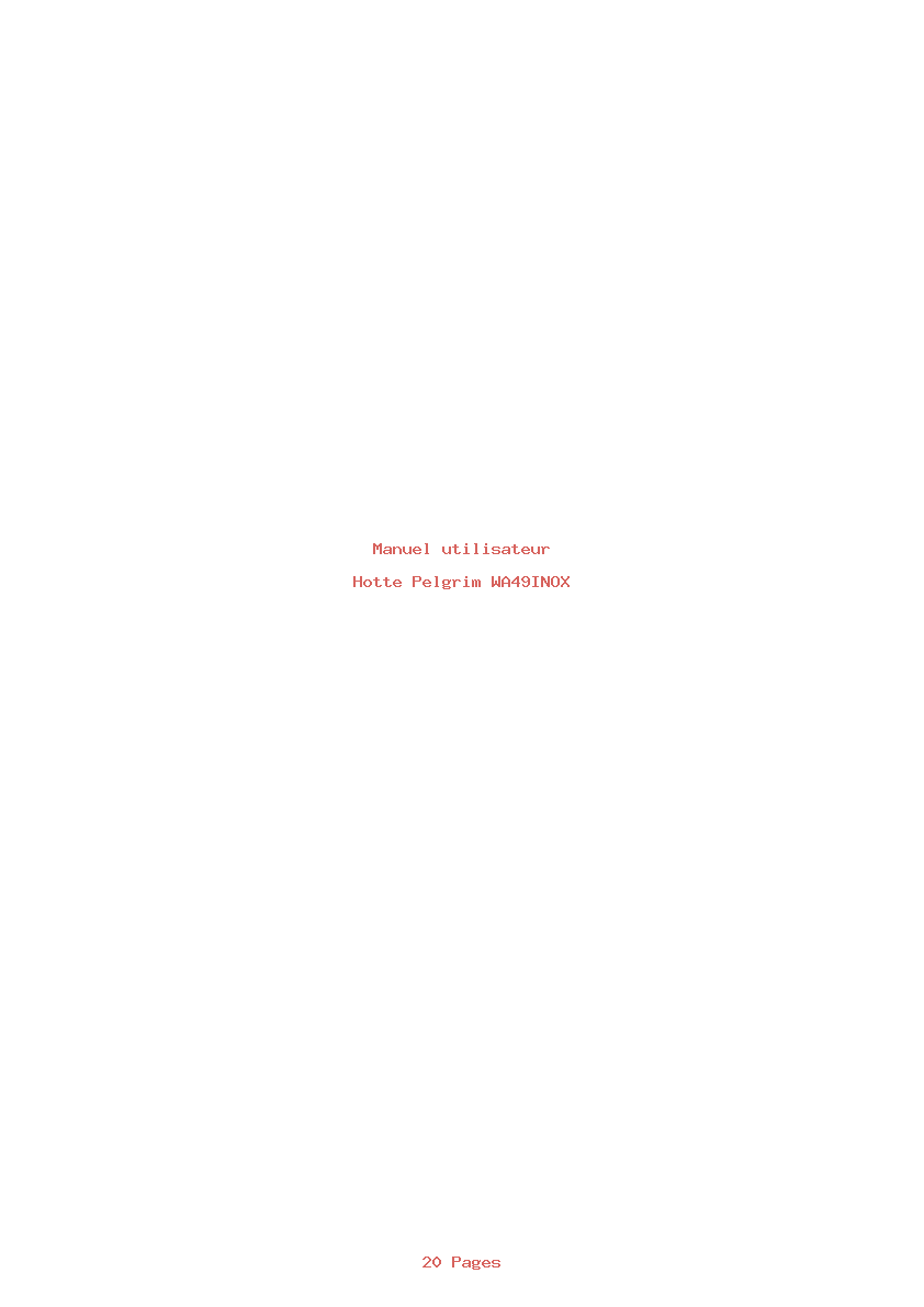 Page 1 de la notice Manuel utilisateur Pelgrim WA49INOX