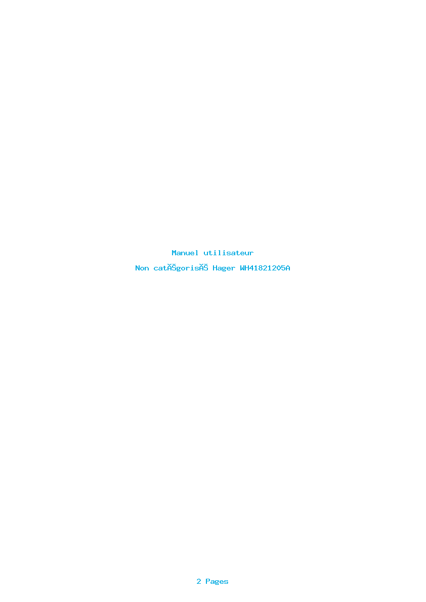 Page 1 de la notice Manuel utilisateur Hager WH41821205A