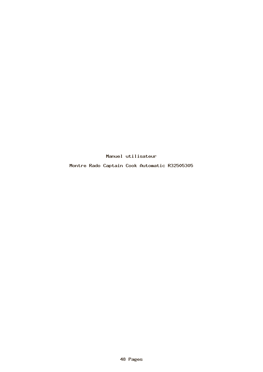 Page 1 de la notice Manuel utilisateur Rado Captain Cook Automatic R32505305