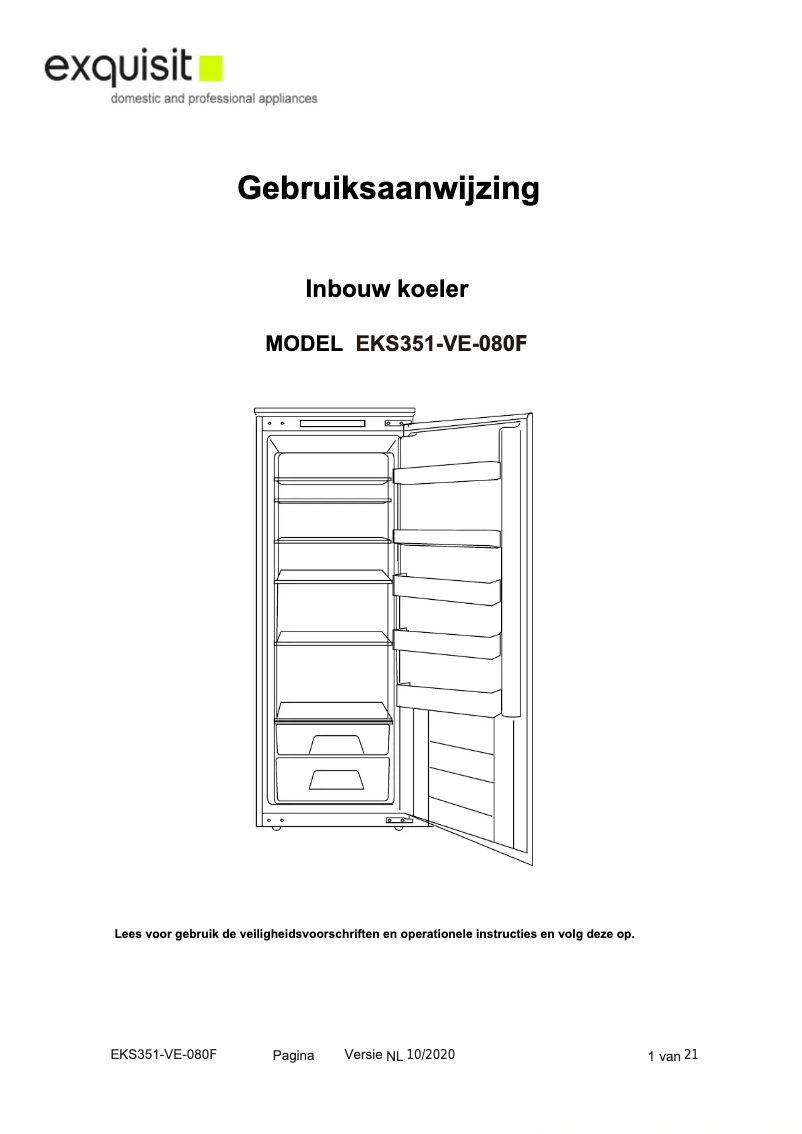 Page 1 de la notice Manuel utilisateur Exquisit EKS351-VE-080F