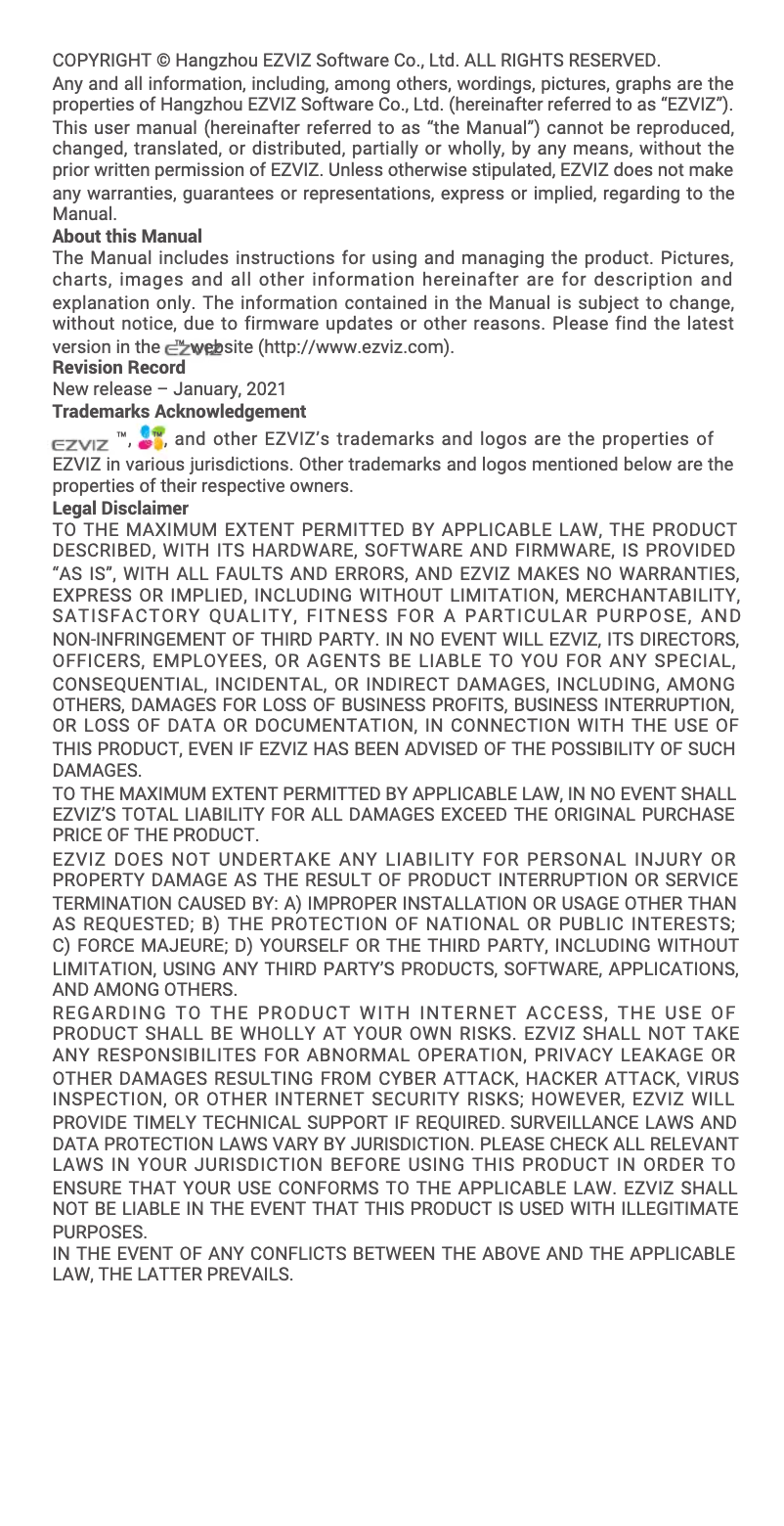 Page 1 of the manual User Manual EZVIZ eLife 2K+