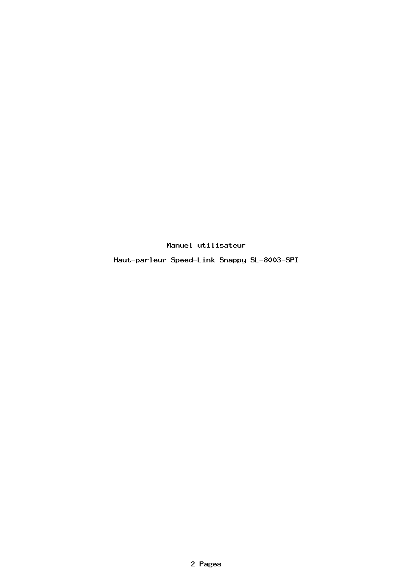 Page 1 de la notice Manuel utilisateur Speed-Link Snappy SL-8003-SPI