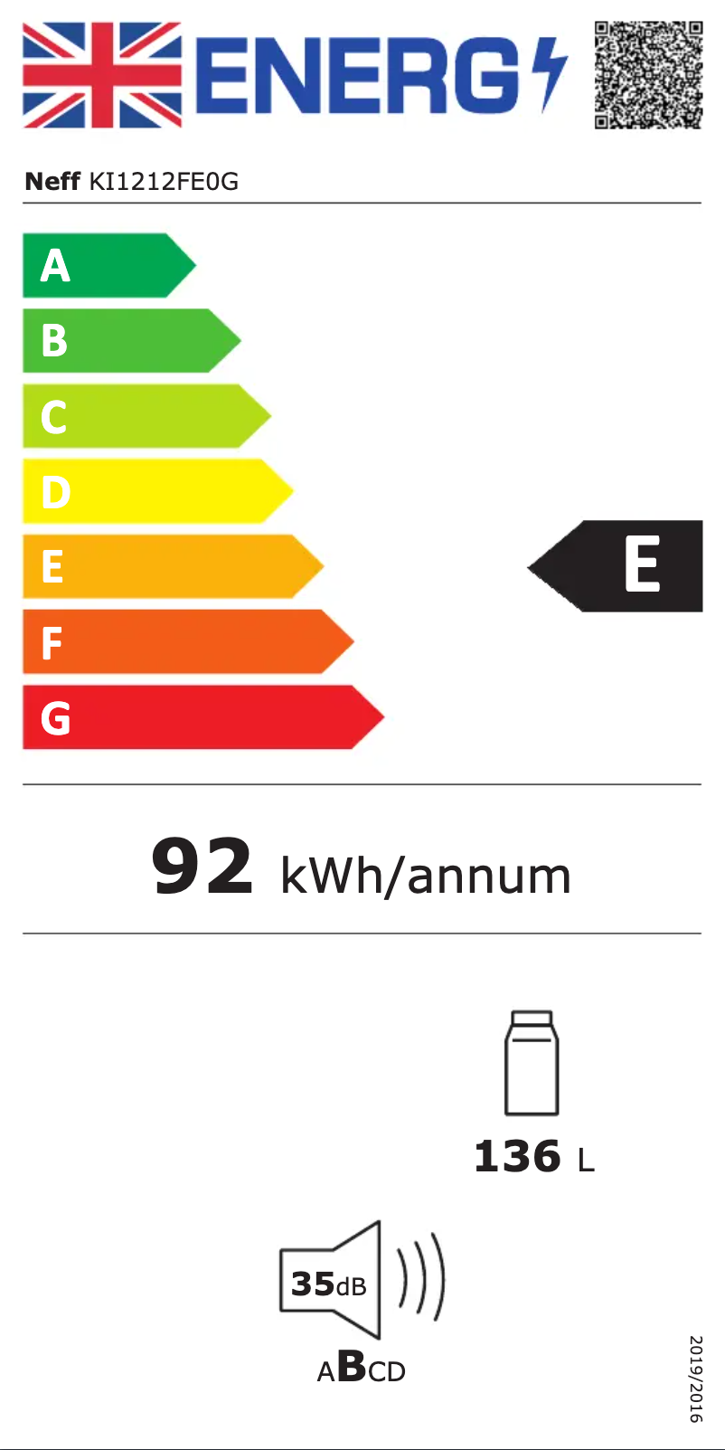 Page 1 of the manual Energy Label Neff KI1212FE0G