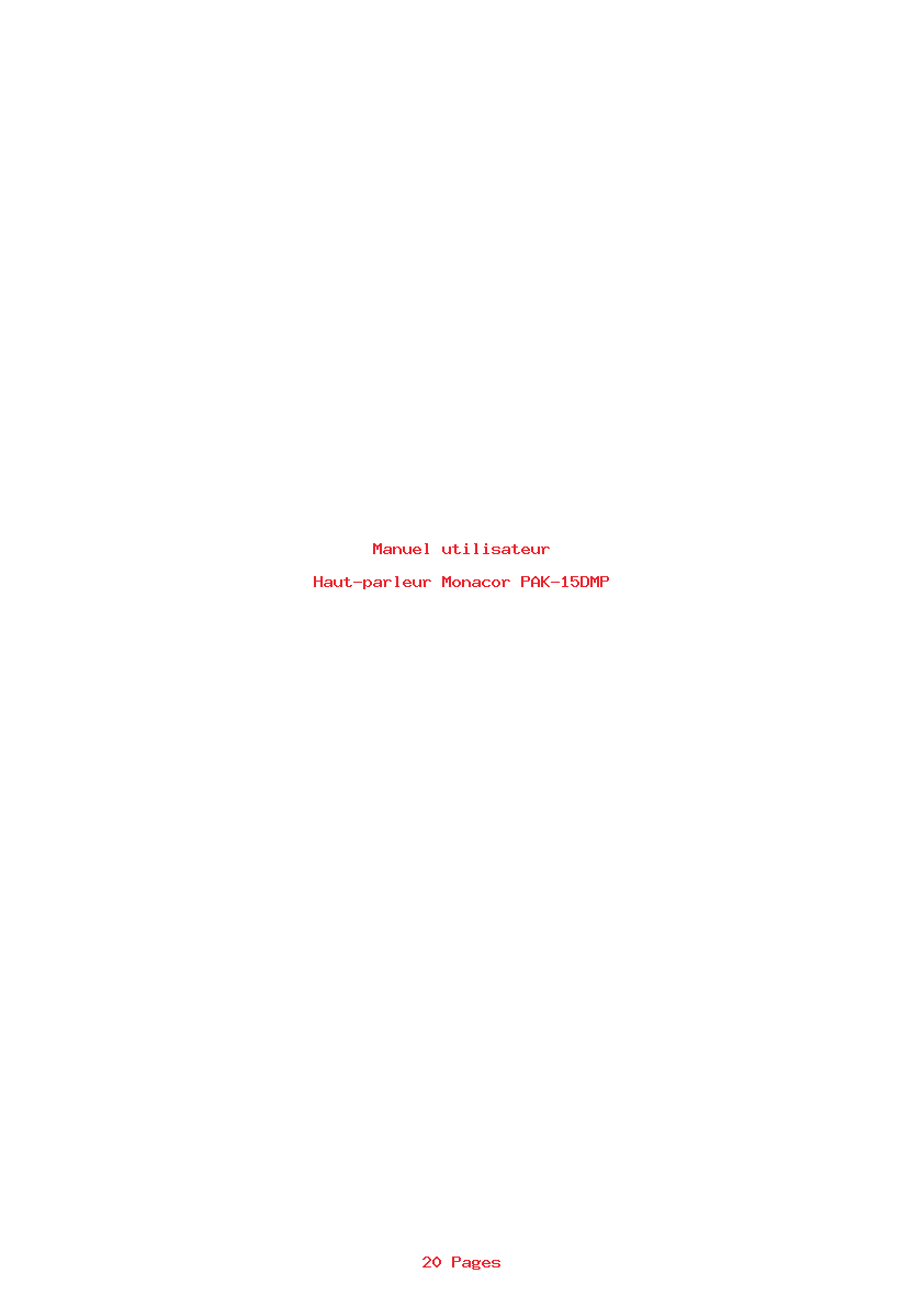 Page 1 de la notice Manuel utilisateur Monacor PAK-15DMP