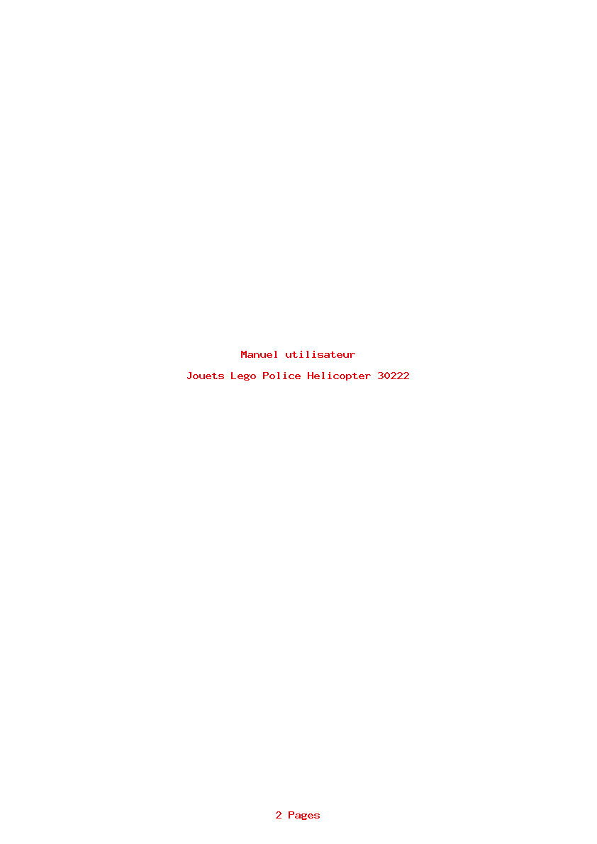 Page 1 de la notice Manuel utilisateur Lego Police Helicopter 30222