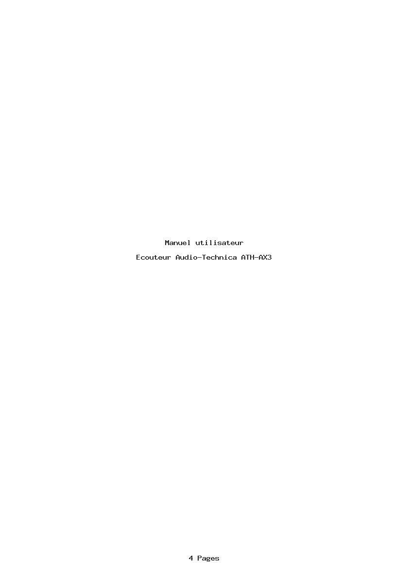 Page 1 de la notice Manuel utilisateur Audio-Technica ATH-AX3