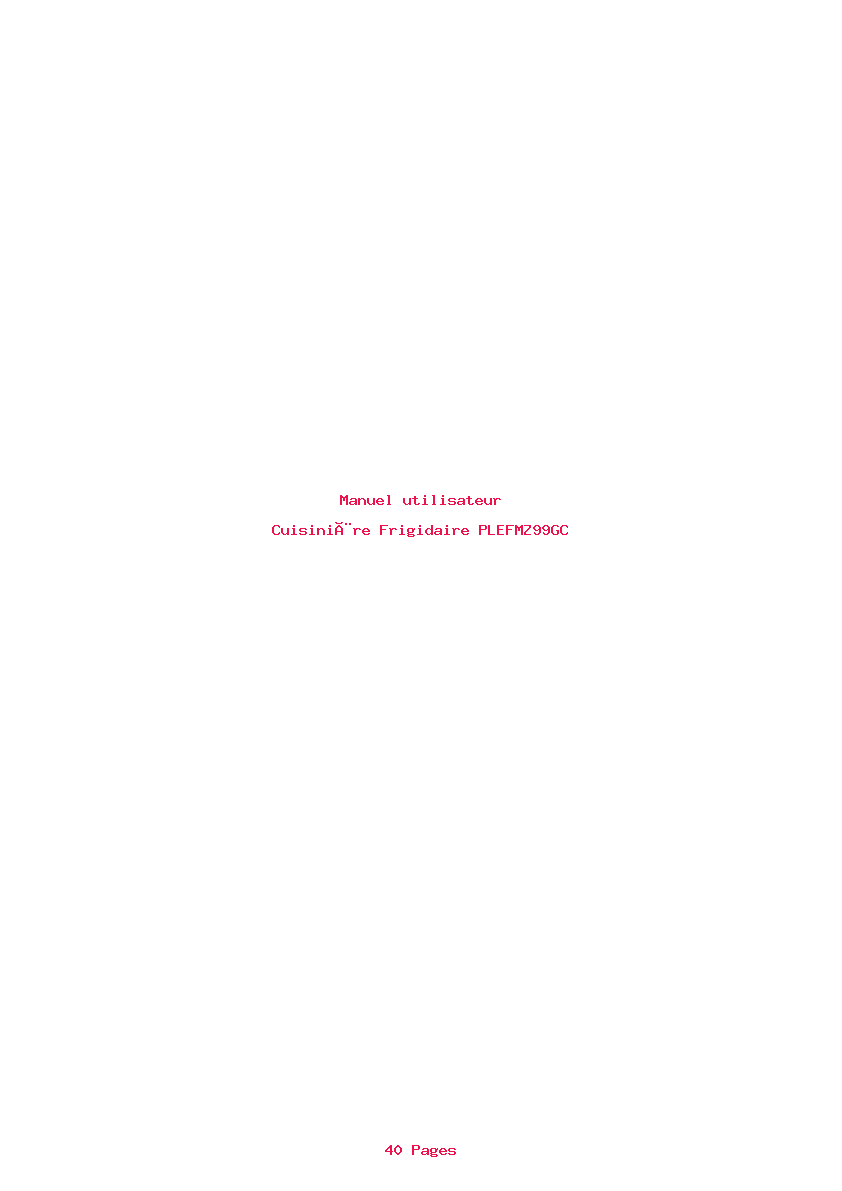 Page 1 de la notice Manuel utilisateur Frigidaire PLEFMZ99GC
