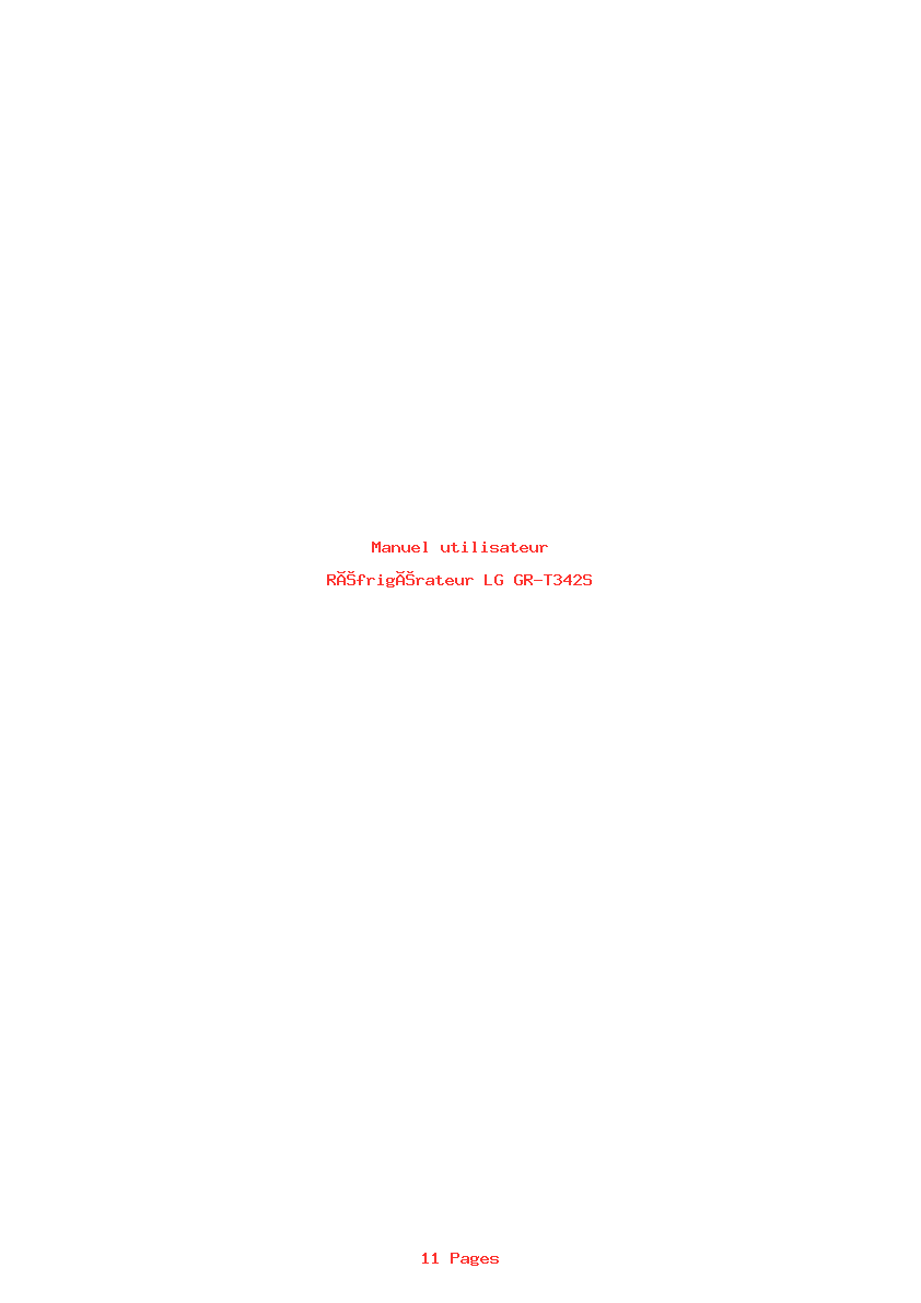 Page 1 de la notice Manuel utilisateur LG GR-T342S