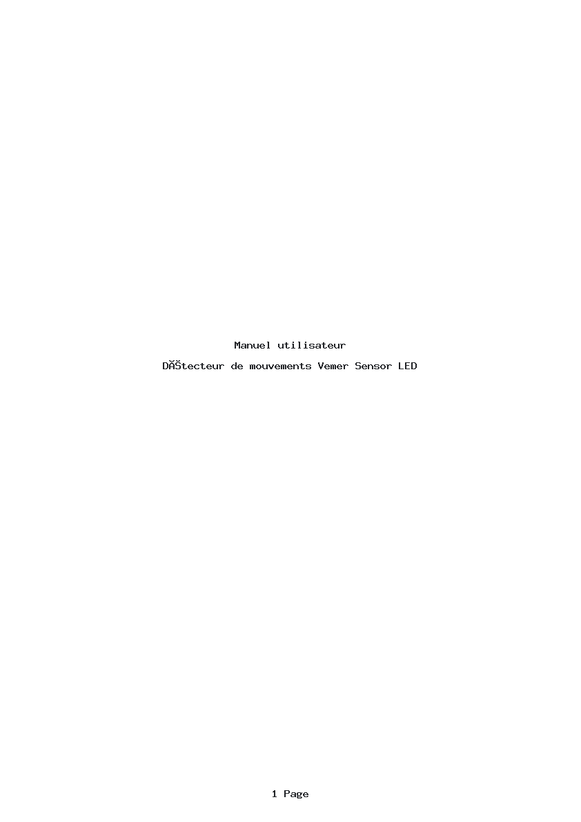 Page 1 de la notice Manuel utilisateur Vemer Sensor LED