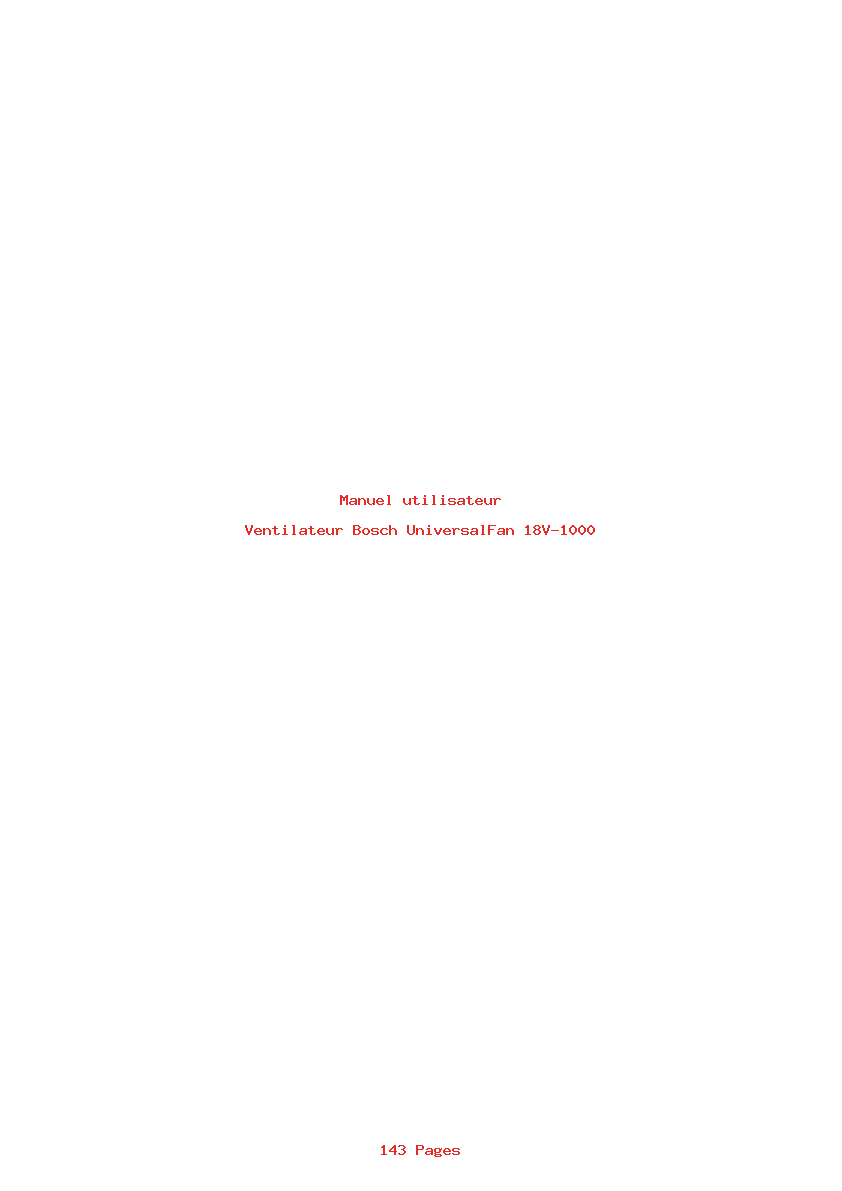 Page 1 de la notice Manuel utilisateur Bosch UniversalFan 18V-1000