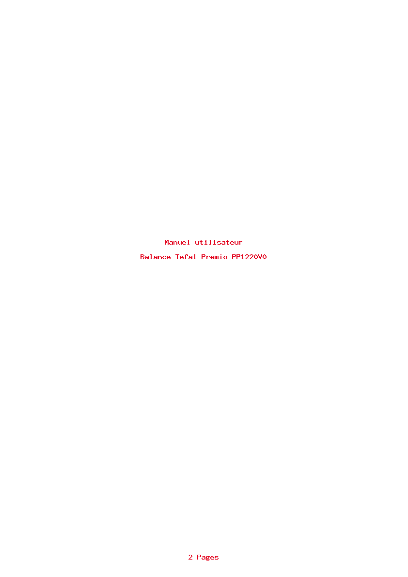 Page 1 de la notice Manuel utilisateur Tefal Premio PP1220V0