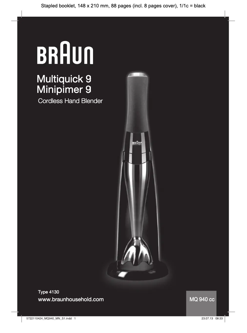 Page 1 de la notice Manuel utilisateur Braun MQ 940cc