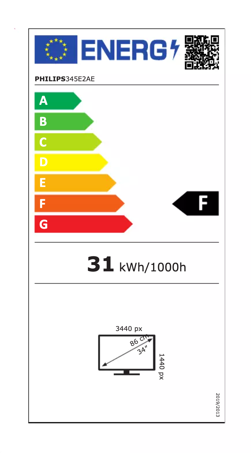 Page 1 of the manual Energy Label Philips 345E2AE