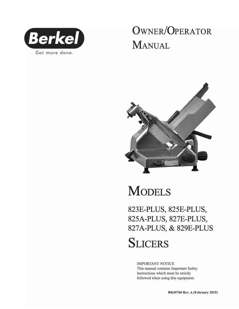 Página 1 del manual Manual de usuario Berkel 827E-PLUS
