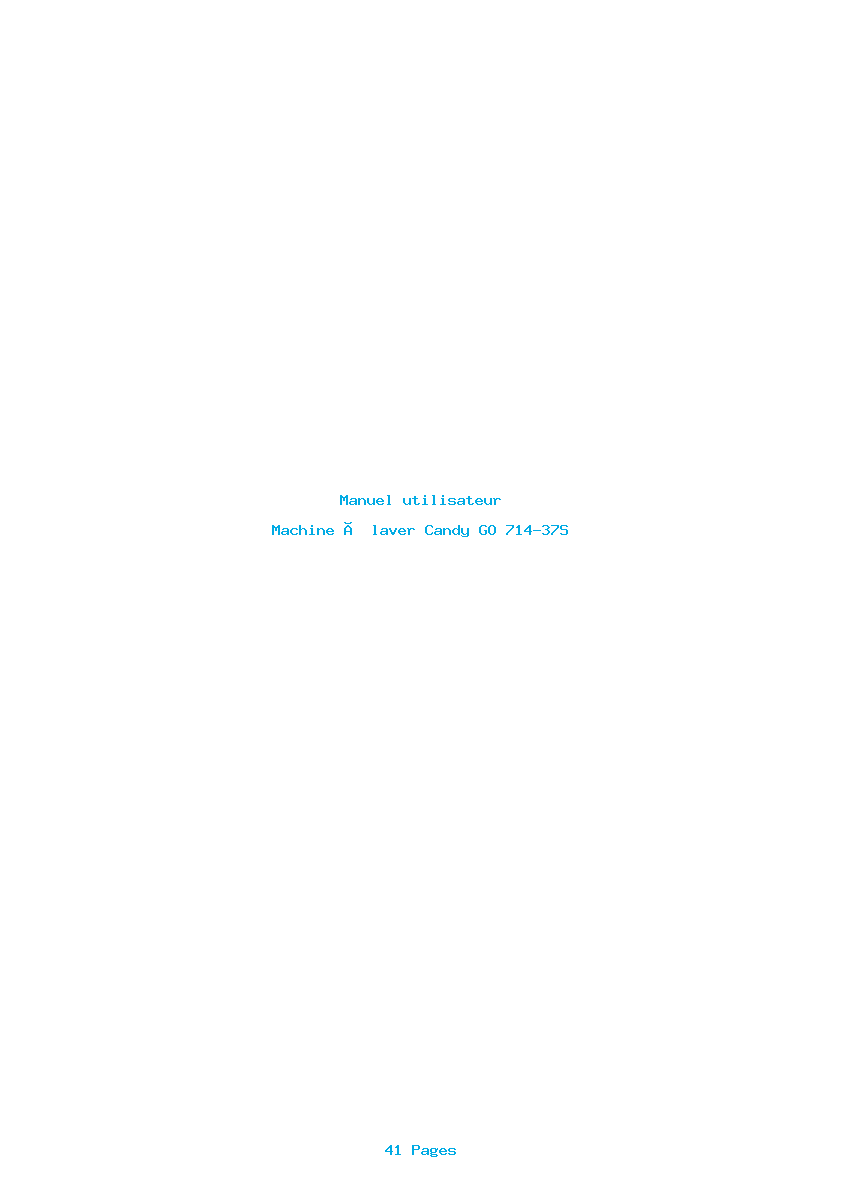Page 1 de la notice Manuel utilisateur Candy GO 714-37S