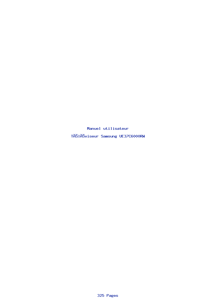 Page 1 de la notice Manuel utilisateur Samsung UE37C6000RW