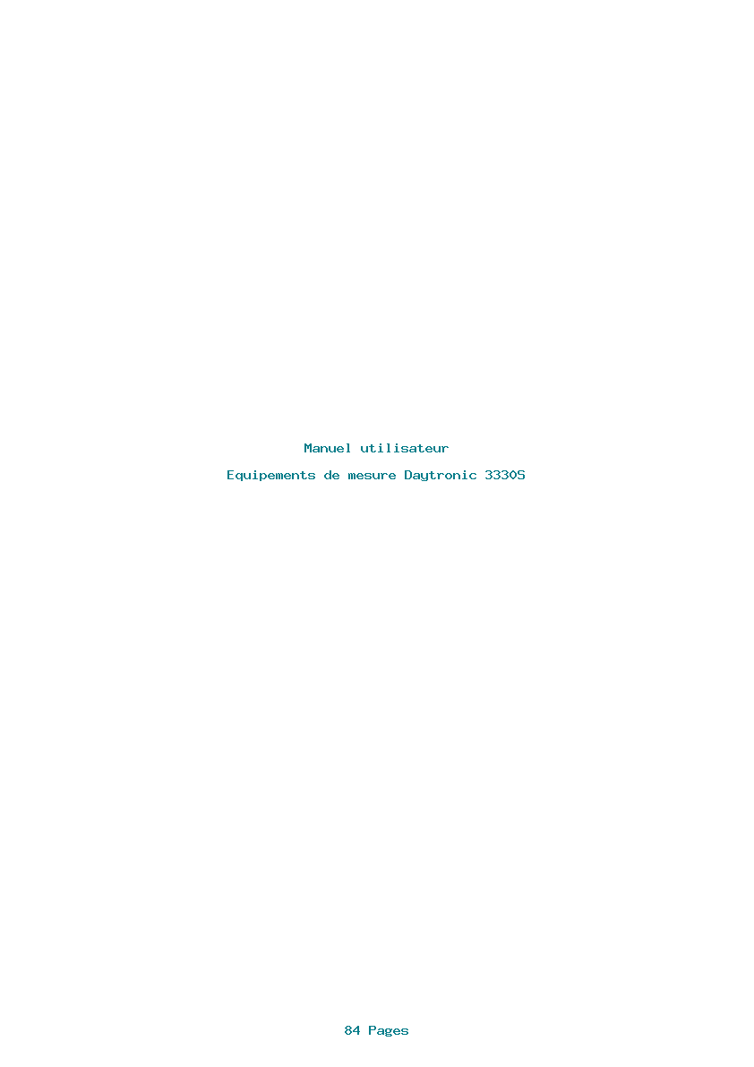 Page 1 de la notice Manuel utilisateur Daytronic 3330S