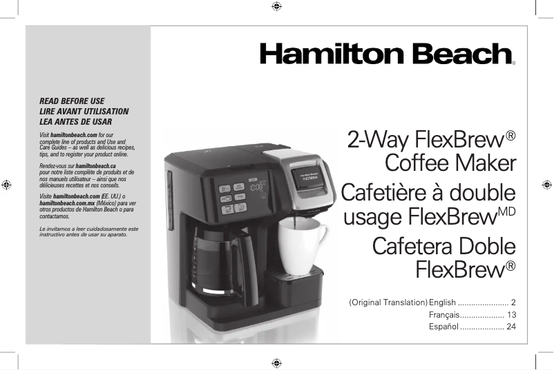 Page 1 de la notice Manuel utilisateur Hamilton Beach FlexBrew 49954