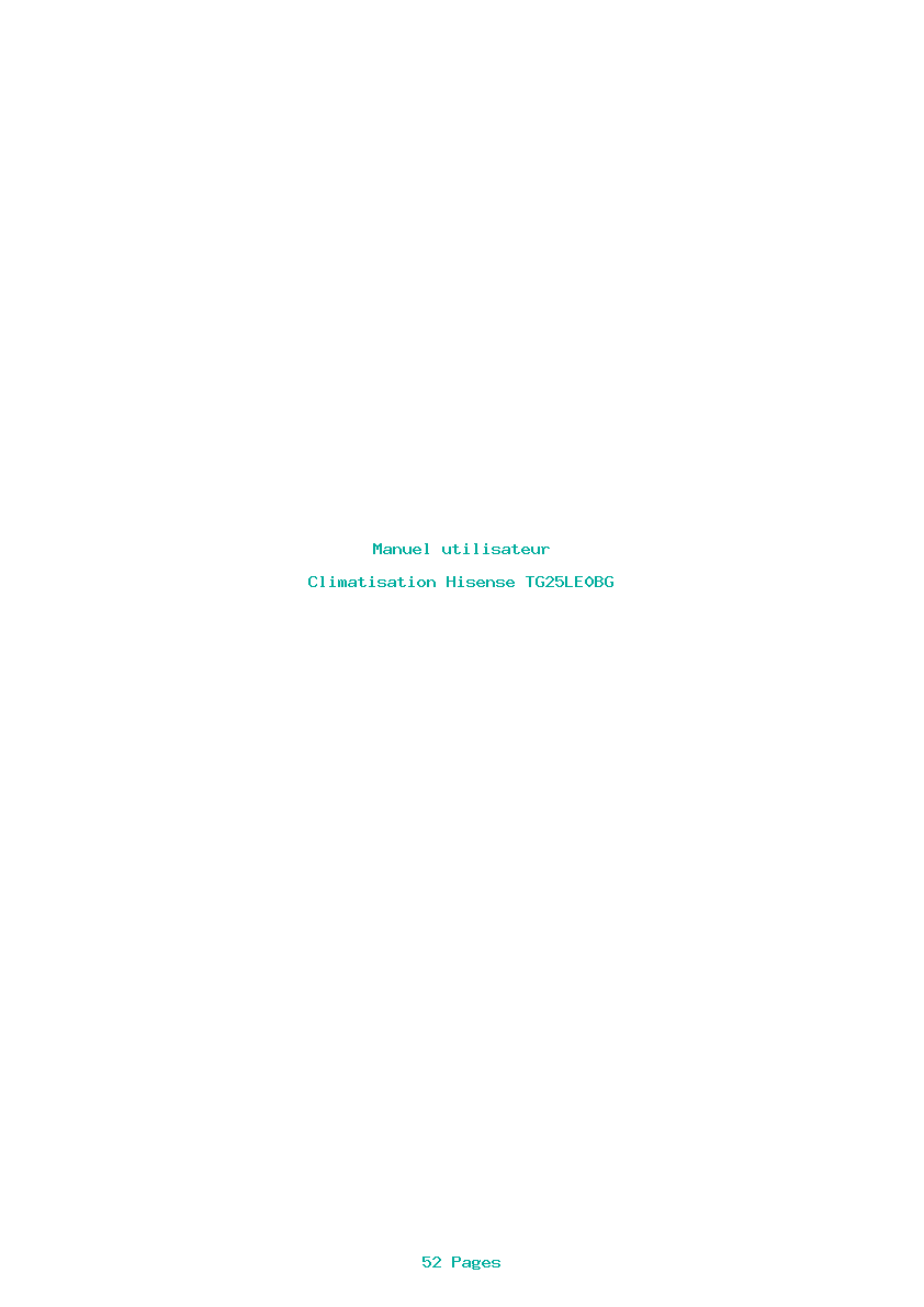 Page 1 de la notice Manuel utilisateur Hisense TG25LE0BG
