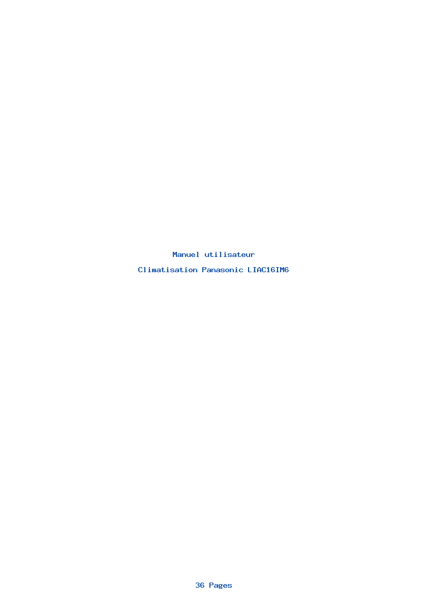 Page 1 de la notice Manuel utilisateur Panasonic LIAC16IM6